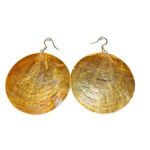 Large Shell Gold Boho Earrings